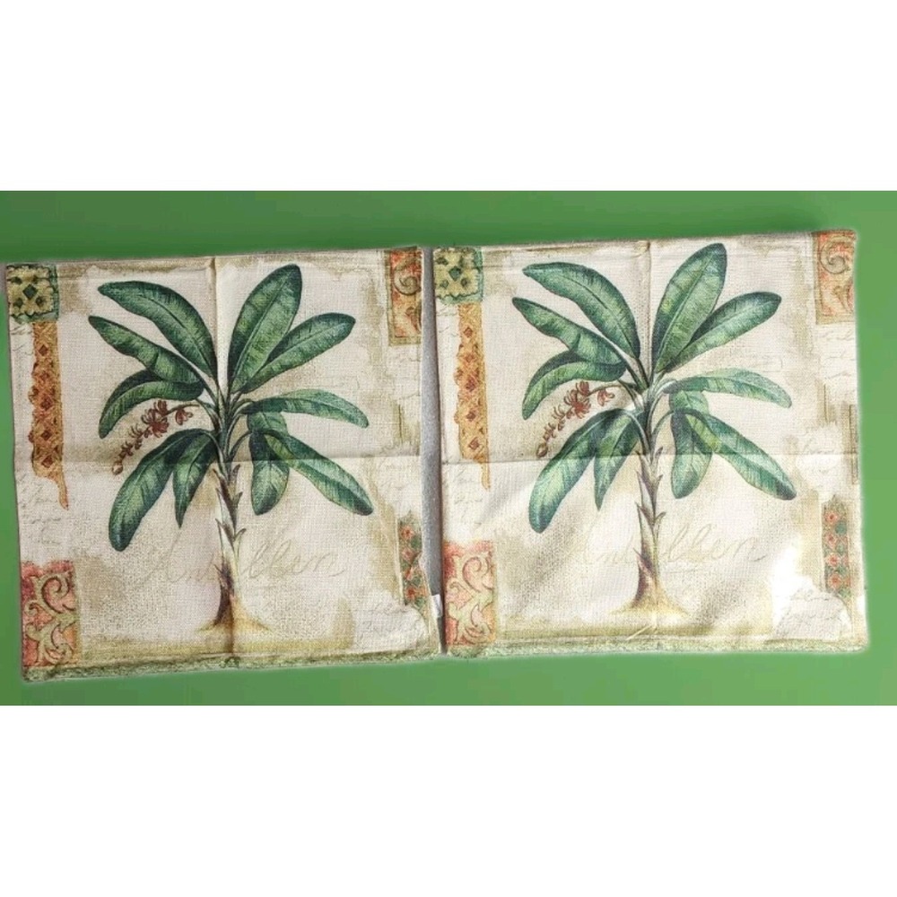 Bonhause Set of 2 Pillowโ Covers 18"x18" Tropical Banana Plant